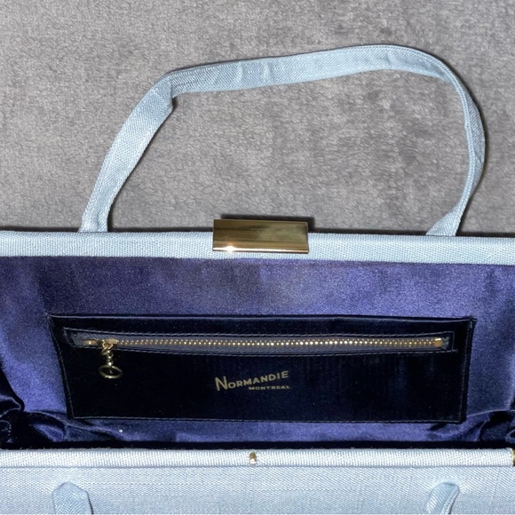 Normandie pale blue 70s structured evening bag - Picture 4 of 7